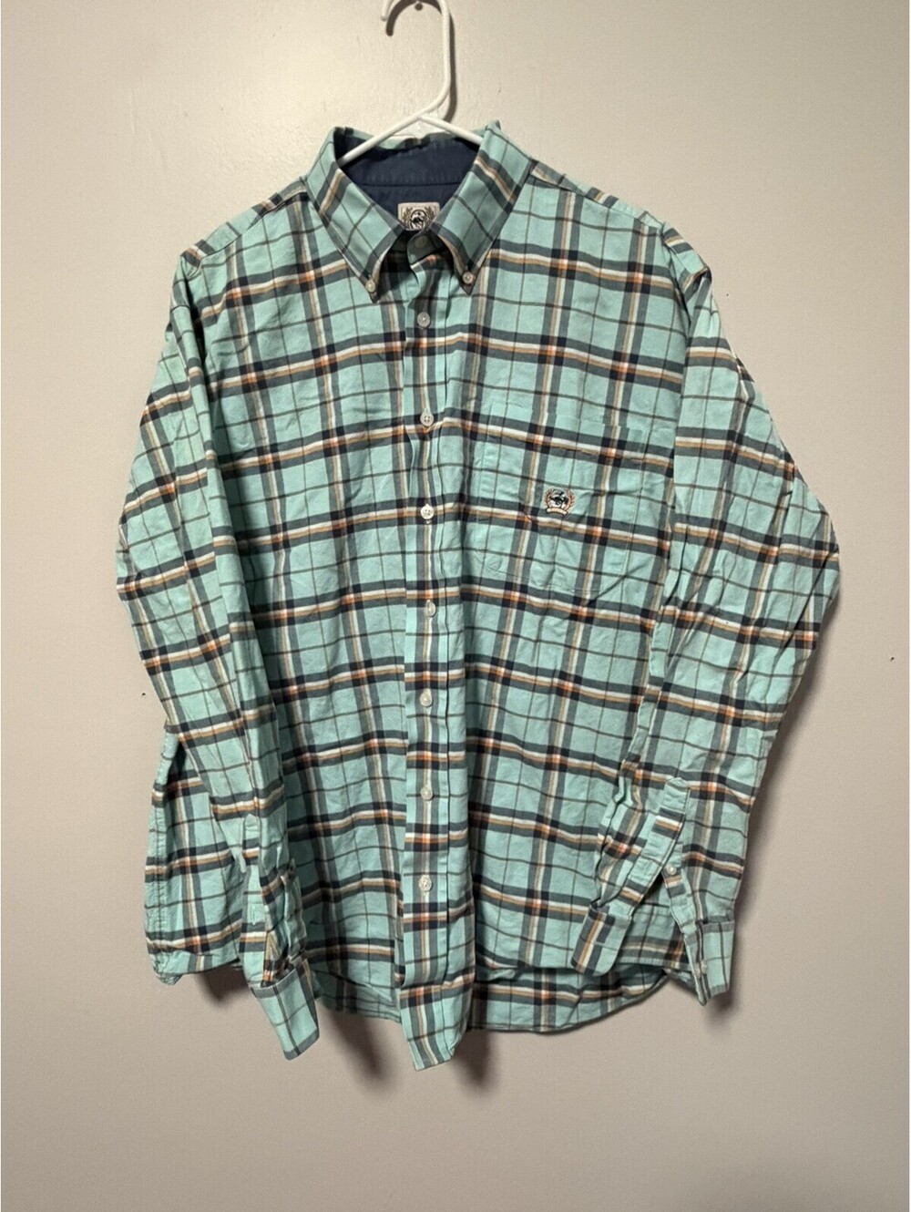 Vintage Cinch Mens L Green Plaid Long Sleeve Button Down Western Cotton Cowboy